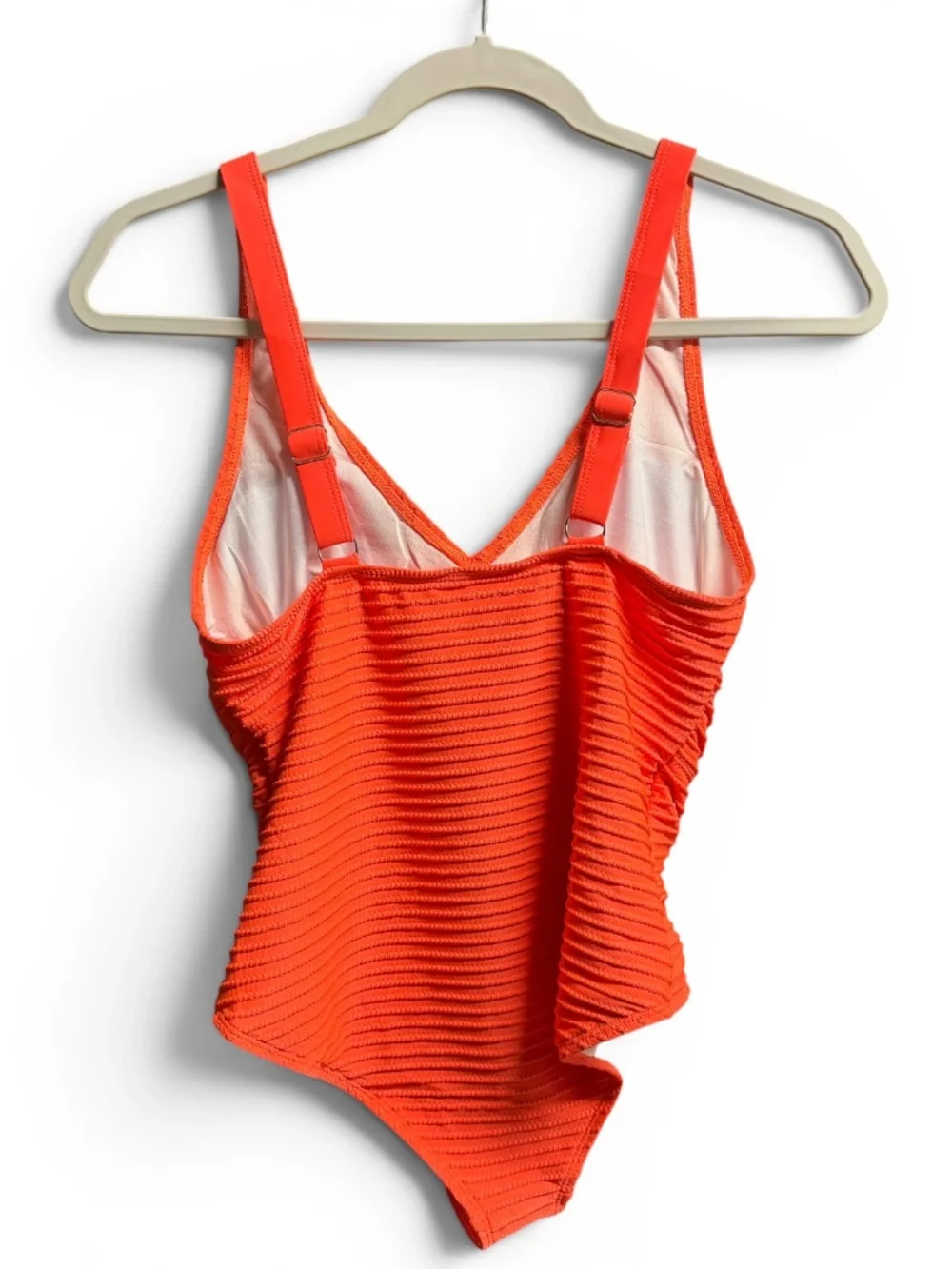 NWOT Orange Ribbed One Piece Swimsuit Size 14Y Adjustable Straps
